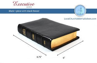 Hand Size Center Column Reference KJV Bible (Black, 1 Piece Calfskin Leather, Red Letter)