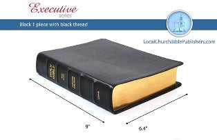 Mid-Size Wide Margin Center Column Reference KJV Bible (Black, 1 Piece Calfskin Leather, Red Letter)
