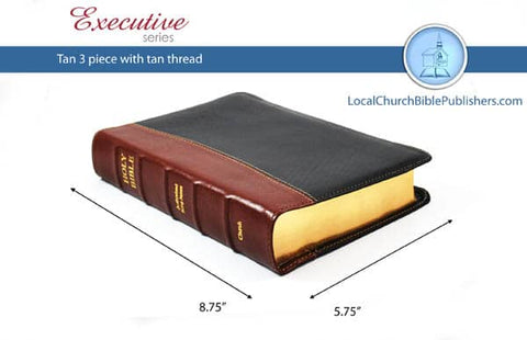 Hand Size Text KJV Bible (Tan/Black, 3 Piece Calfskin Leather, Black Letter)