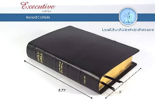 CLEARANCE - Hand Size KJV Paragraph Bible (1 Piece Black Calfskin Leather, Black Letter)