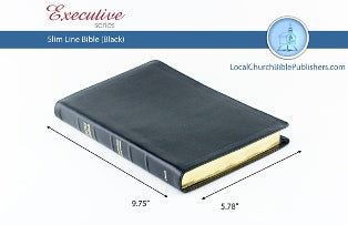 Hand Size Slimline KJV Bible (Black, 1 Piece Calfskin Leather, Black Letter)